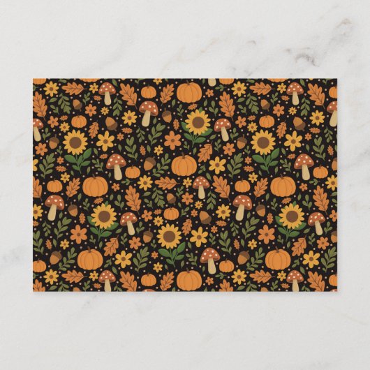 Hand Drawn Rustic Fall Pattern Note Card Notitiekaartje (Achterkant)