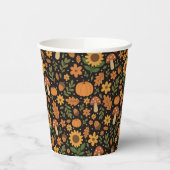 Hand Drawn Rustic Fall Pattern Paper Plates Papieren Bekers (Links)