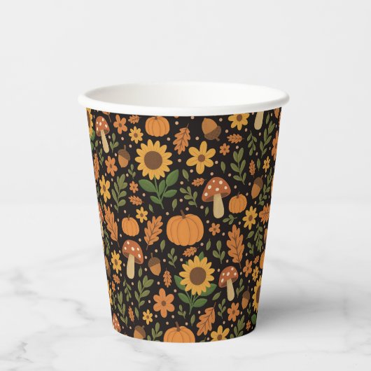 Hand Drawn Rustic Fall Pattern Paper Plates Papieren Bekers (Voorkant)