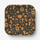 Hand Drawn Rustic Fall Pattern Paper Plates Papieren Bordje (Voorkant)
