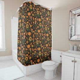 Hand Drawn Rustic Fall Pattern Shower Curtain Douchegordijn