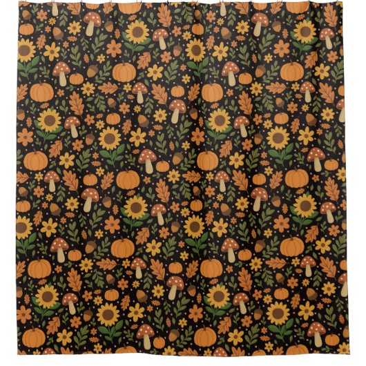 Hand Drawn Rustic Fall Pattern Shower Curtain Douchegordijn (Voorkant)