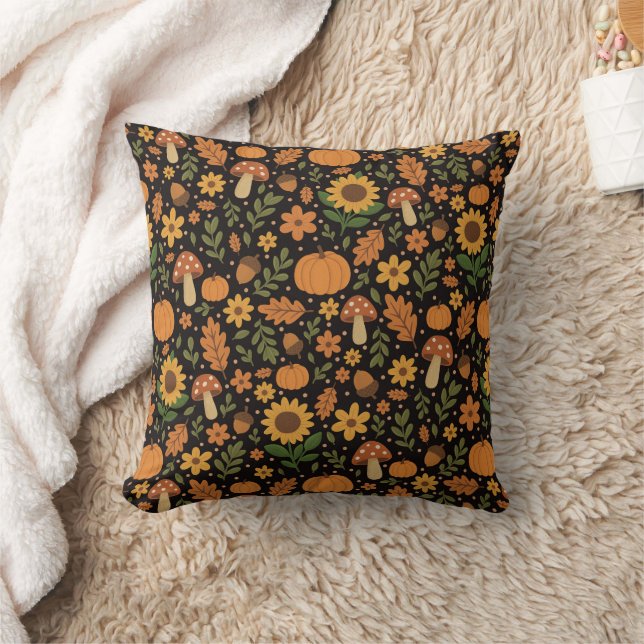 Hand Drawn Rustic Fall Pattern Throw Pillow Kussen (Deken)