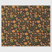 Hand Drawn Rustic Fall Pattern Wrapping Paper Roll Cadeaupapier (Vlak)