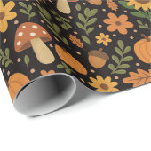 Hand Drawn Rustic Fall Pattern Wrapping Paper Roll Cadeaupapier (Rol Hoek)