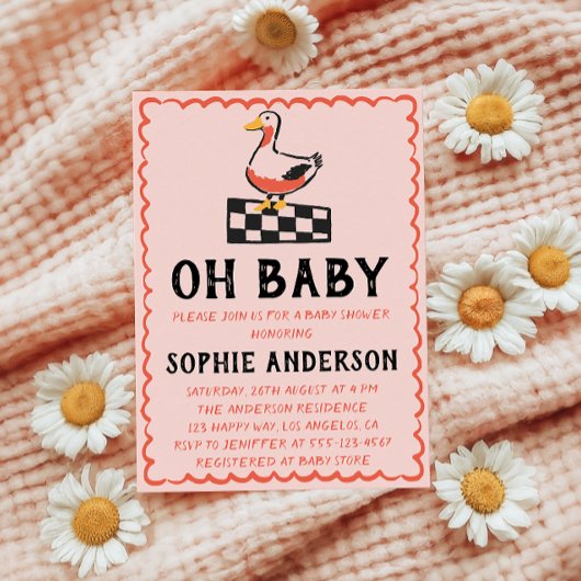 Hand Drawn Rustic Goose Oh Baby Shower Kaart