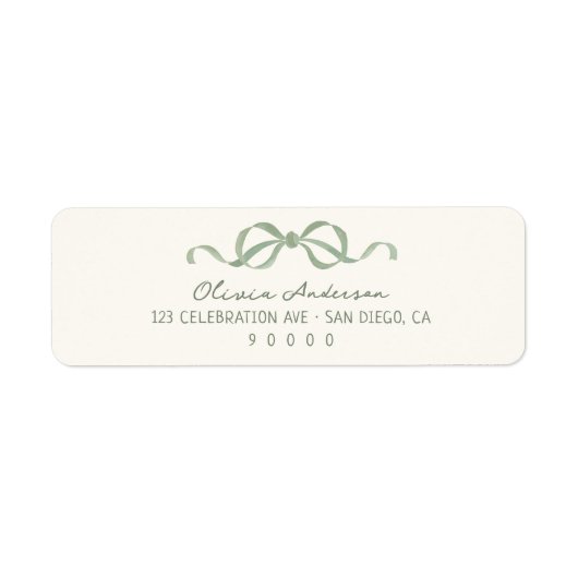 Hand Drawn Sage Green Bow Etiket (Voorkant)