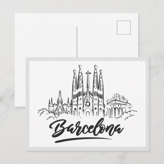 Hand drawn Sagrada Familia Barcelona Spain Briefkaart (Voorkant / Achterkant)