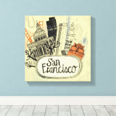 Hand Drawn San Francisco Canvas Afdruk (Insitu (Houten vloer))