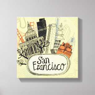 Hand Drawn San Francisco Canvas Afdruk