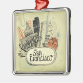 Hand Drawn San Francisco Metalen Ornament (Links)