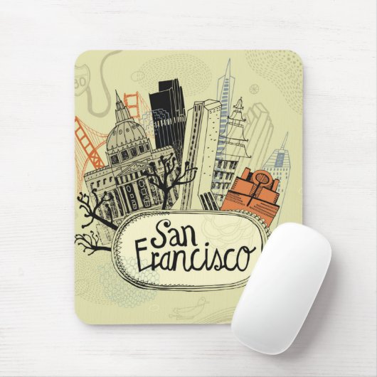 Hand Drawn San Francisco Muismat (Met muis)