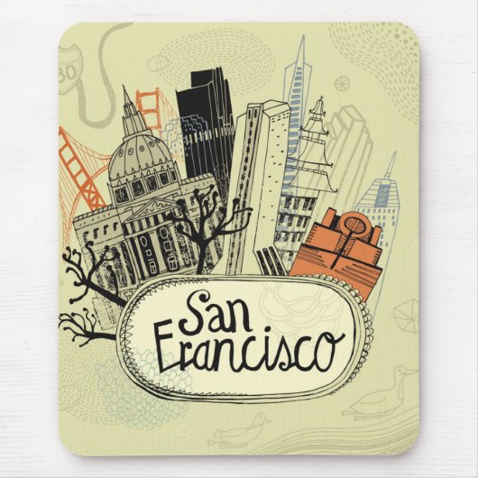 Hand Drawn San Francisco Muismat (Voorkant)