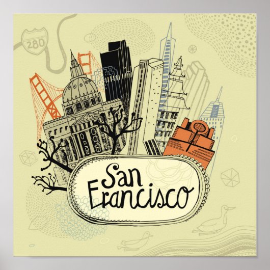 Hand Drawn San Francisco Poster (Voorkant)
