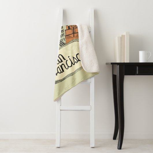 Hand Drawn San Francisco Sherpa Deken (In situ)