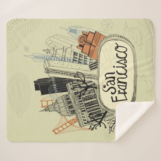 Hand Drawn San Francisco Sherpa Deken (Voorkant (horizontaal))
