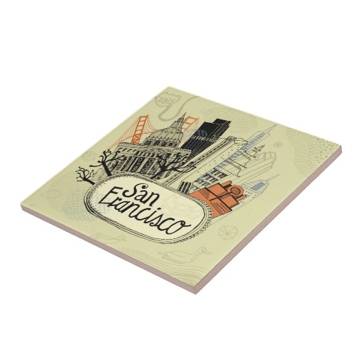 Hand Drawn San Francisco Tegeltje (Zijkant)
