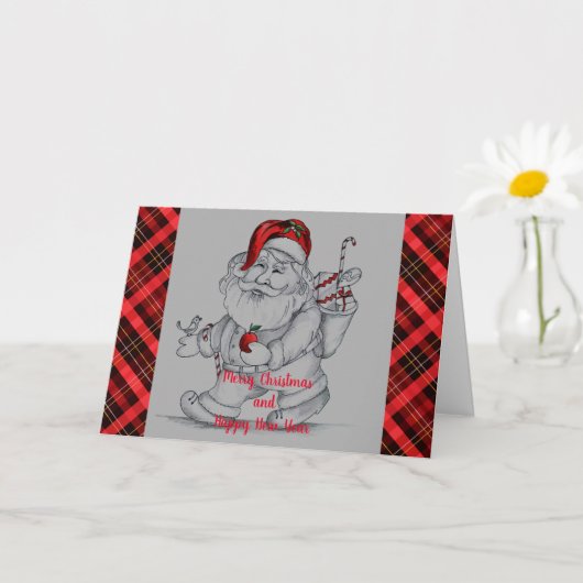 Hand Drawn Santa Claus Kaart (Kleine Plant)