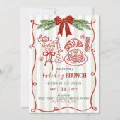 Hand Drawn Santa Doodle Christmas Holiday Brunch Kaart (Voorkant)