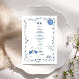 Hand drawn Scribble coastal illustration Wedding Menu