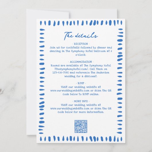 Hand Drawn Scribble Doodles All-In-One Wedding Inv Kaart (Achterkant)