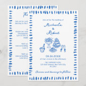 Hand Drawn Scribble Doodles All-In-One Wedding Inv Kaart (Voorkant / Achterkant)