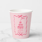 Hand Drawn Scribble Pink Champagne Tower Birthday Papieren Bekers (Voorkant)