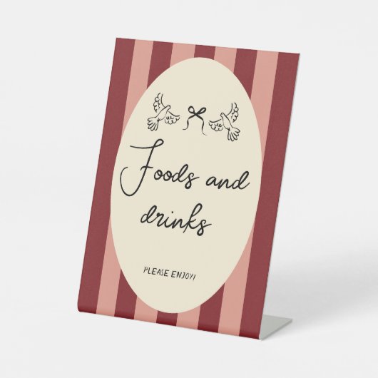 Hand Drawn Scribble Wedding Food & drinks  sign Reclamebord Met Voetstuk (Voorkant)