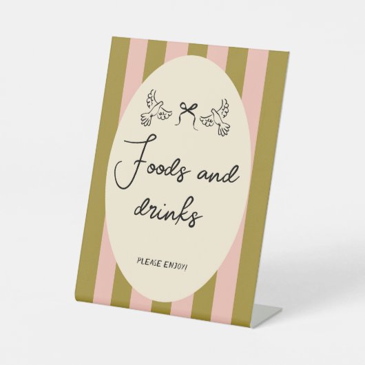Hand Drawn Scribble Wedding Food & drinks  sign Reclamebord Met Voetstuk (Voorkant)