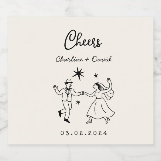 Hand Drawn Scribble Wedding  Likeurfles Etiket (Enkel label)