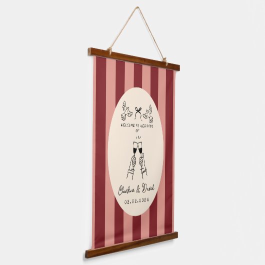 Hand Drawn Scribble Wedding Welcome Sign Hangend Wandkleed (Gebogen)