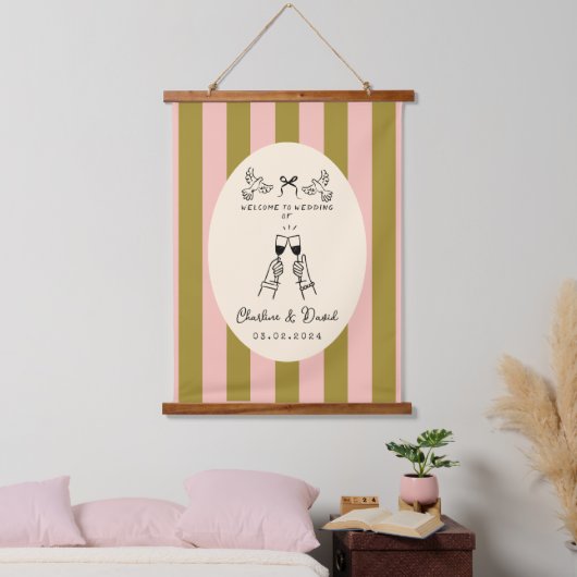 Hand Drawn Scribble Wedding Welcome Sign Hangend Wandkleed (Slaapkamer)