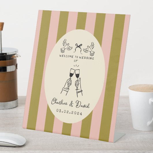 Hand Drawn Scribble Wedding Welcome Sign Reclamebord Met Voetstuk (Insitu)