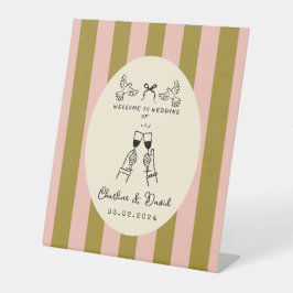 Hand Drawn Scribble Wedding Welcome Sign Reclamebord Met Voetstuk