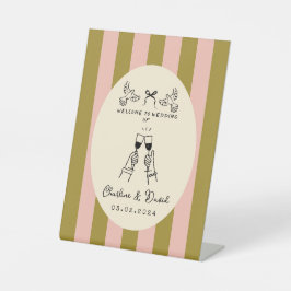 Hand Drawn Scribble Wedding Welcome Sign Reclamebord Met Voetstuk