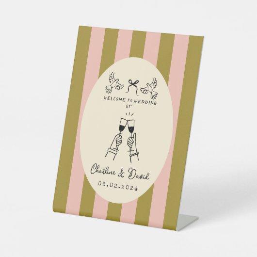 Hand Drawn Scribble Wedding Welcome Sign Reclamebord Met Voetstuk (Voorkant)