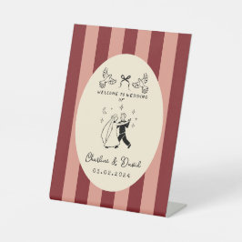 Hand Drawn Scribble Wedding Welcome Sign Reclamebord Met Voetstuk