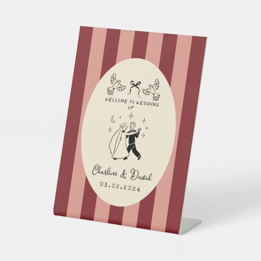 Hand Drawn Scribble Wedding Welcome Sign Reclamebord Met Voetstuk (Voorkant)