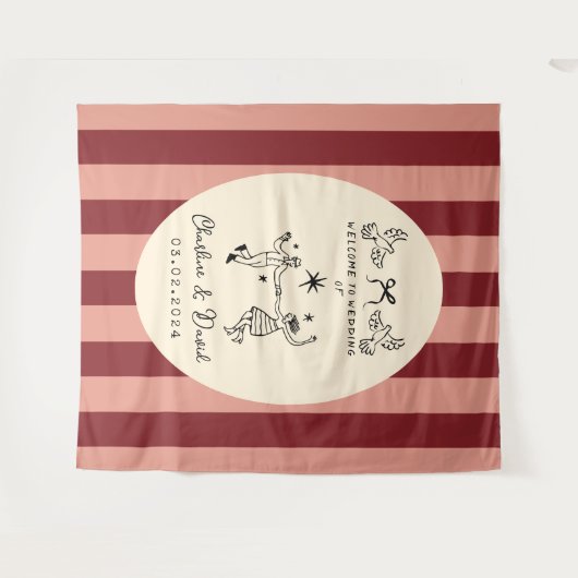 Hand Drawn Scribble Wedding Welcome Sign Wandkleed (Voorkant (horizontaal))