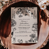 Hand Drawn Scribbles/Doodles Wedding Invitation Kaart