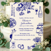 Hand Drawn Scribbles/Doodles Wedding Invitation Kaart