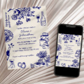 Hand Drawn Scribbles/Doodles Wedding Invitation Kaart