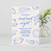 Hand Drawn Seafood Night Party Kaart (Staand voorkant)