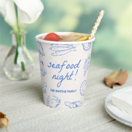 Hand Drawn Seafood Night Party Papieren Bekers