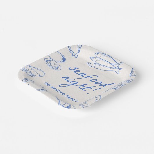 Hand Drawn Seafood Night Party Papieren Bordje (Gebogen)