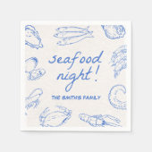 Hand Drawn Seafood Night Party Servet (Voorkant)