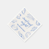 Hand Drawn Seafood Night Party Servet (Hoek)