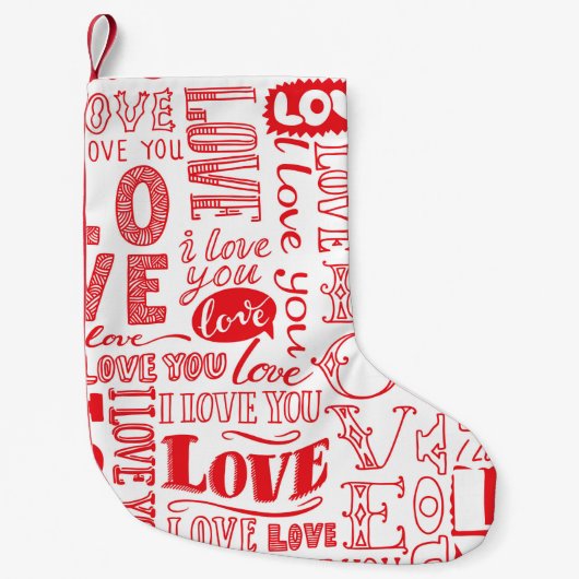 hand-drawn seamless background with love doodles kleine kerstsok (Voorkant)