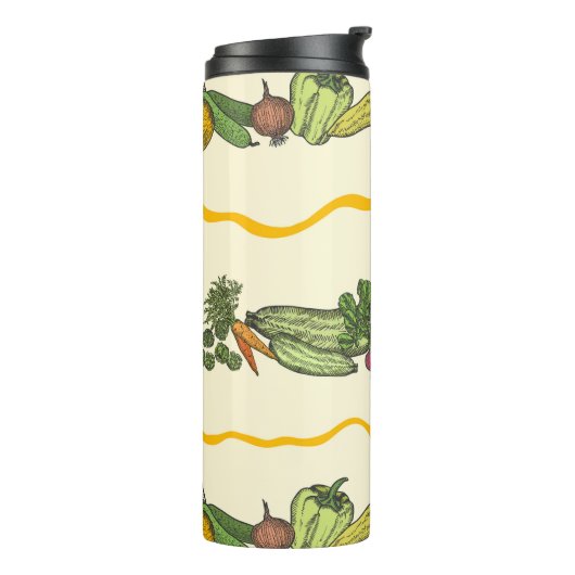 Hand drawn seamless pattern of natural vegetables thermosbeker (Gedraaid links)