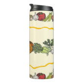 Hand drawn seamless pattern of natural vegetables thermosbeker (Geroteerd rechts)